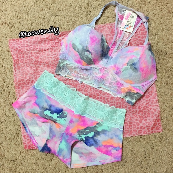 PINK Pastel Marble Panties & Bralette - Picture 2 of 3