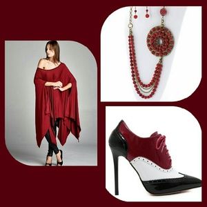 Burgundy Oversized Poncho