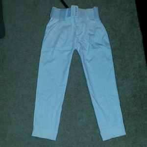 NWT alice & olivia white high waist belted pants 0