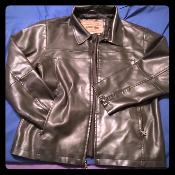 Mens Machine Black Faux Leather Jacket
SzL