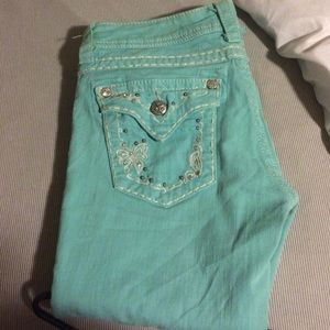 Turquoise Miss Me Jean Capris