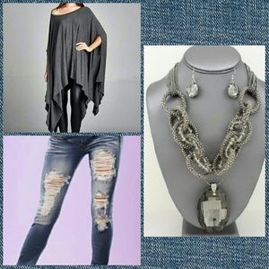 Charcoal Oversized Poncho