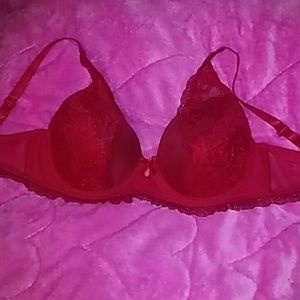 Red Lace Push Up Bra