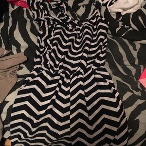 Black and white chiffon romper