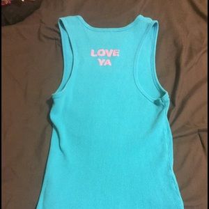 Blue 'love ya' tank. M but fits like a small.