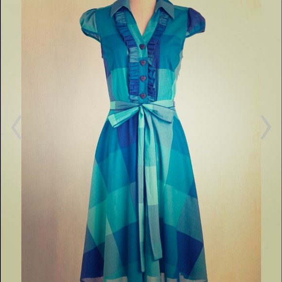 Modcloth About the Artist Dress in Blue Plaid