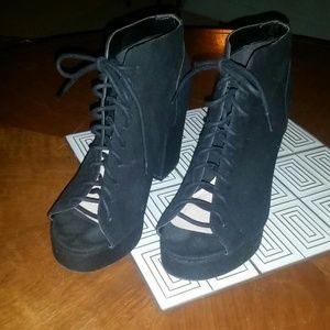 H&m lace up open toe bootie size 7