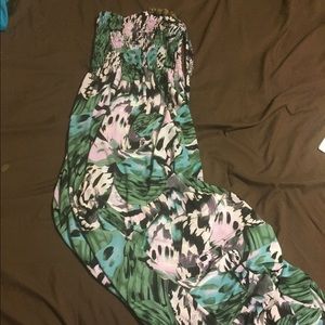 Maxi silk dress with bead straps
