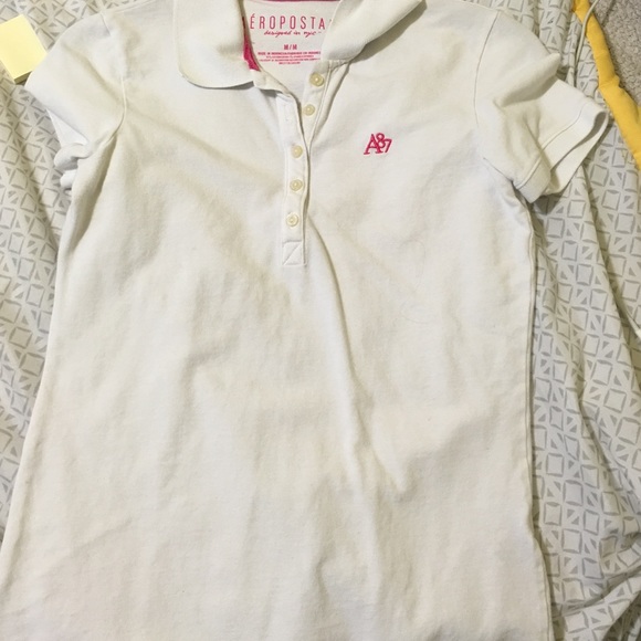 White and pink Aeropostale polo