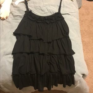 Black ruffle tank top, never worn