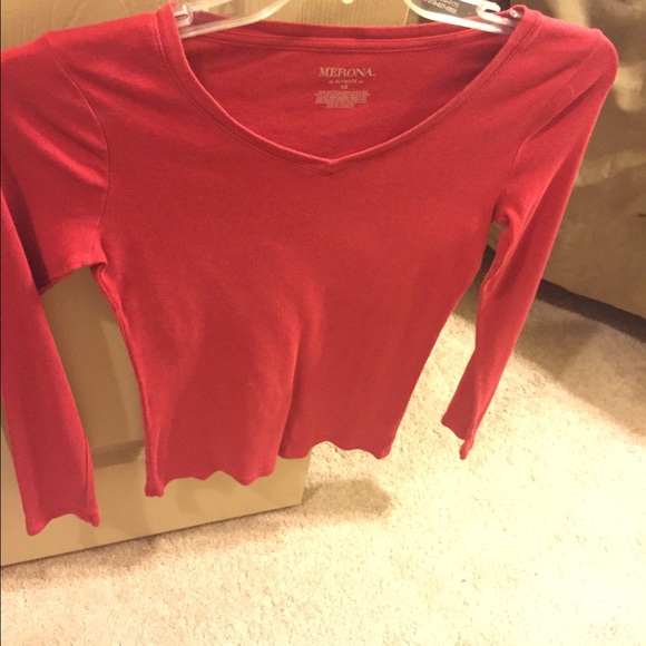 Red v-neck long sleeve