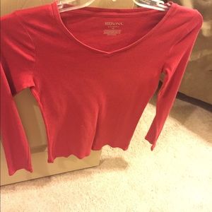 Red v-neck long sleeve