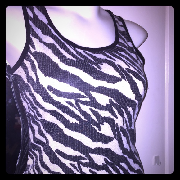 Zebra sequin tank top with solid black back