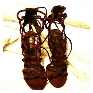 Faux Suede Lace Up Heels