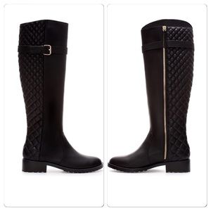 Zara black quilted riding boots