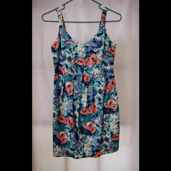 Blue and pink floral dress
