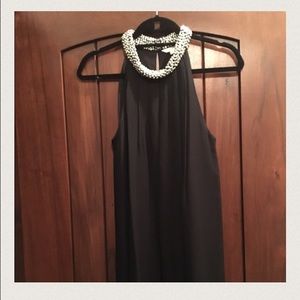👀SALE DVF black halter dress w beaded neck