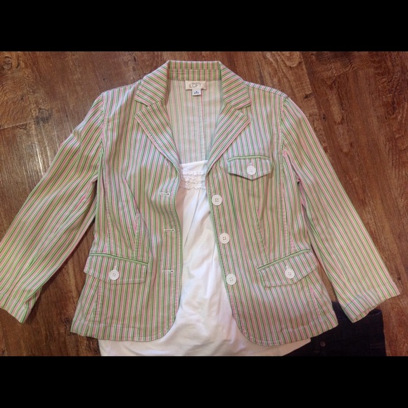 EUC Ann Taylor Loft striped stretchy jacket 6 S - Picture 2 of 4