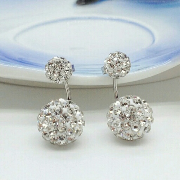Double sided earrings 925 silver plated - Picture 1 of 4