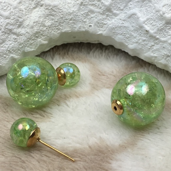 Green Rainbow Double Earrings - Picture 3 of 8