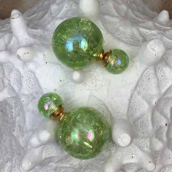 Green Rainbow Double Earrings - Picture 4 of 8