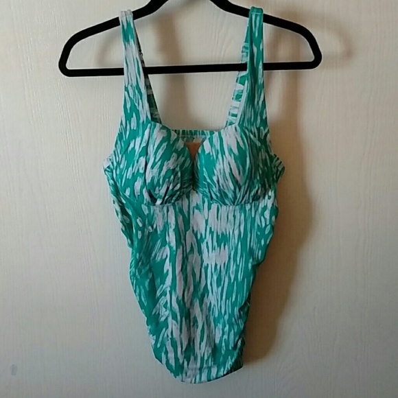 Lane bryant 36c bra tankini plunge swimsuit L - Picture 2 of 5