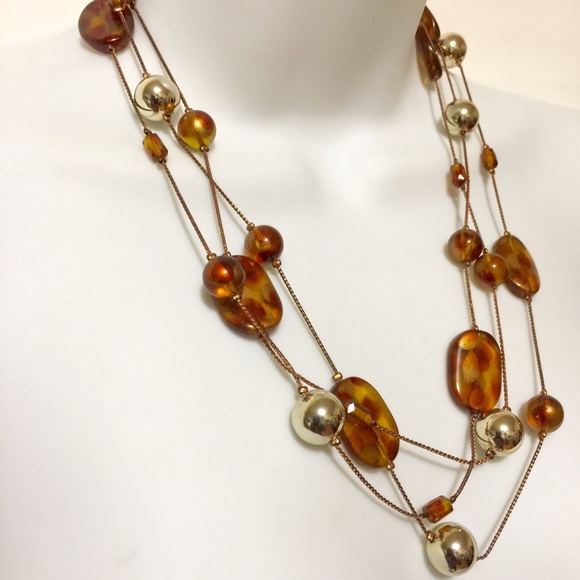 Jewelry - Triple Strand Copper & Gold Necklace