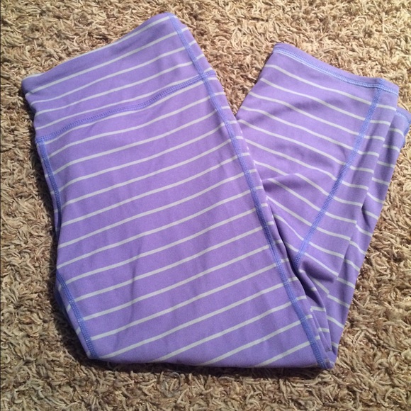 Athleta Gray & Baja Blue Stripe Capri