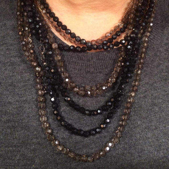 Jewelry - Grey Black Crystal Strands Necklace, set of 4