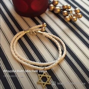 White leather Star of david bracelet