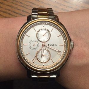 Fossil Gold and Silver Chronograph Watch NWOT