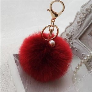 Faux fur ball keychain