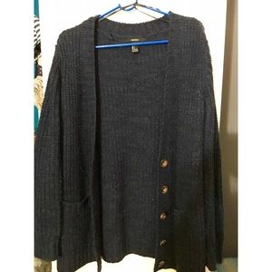 Navy blue elbow patch chunky sweater