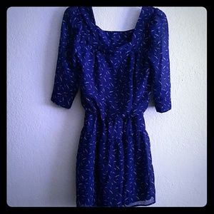 Royal Blue White Print Minidress Size Small