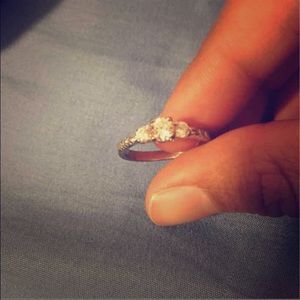 Silver cubic Zirconia three stoned ring