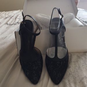 Banana Republic black lace sling back