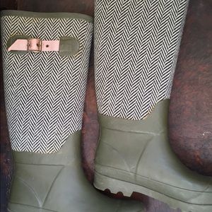 JCrew Tweed Herringbone Rain Boots/Wellies