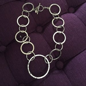 Silver hammered look choker chain