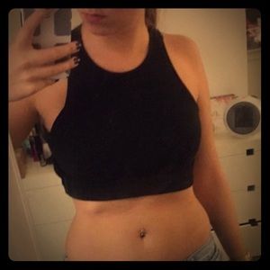Black "H&M" cropped top