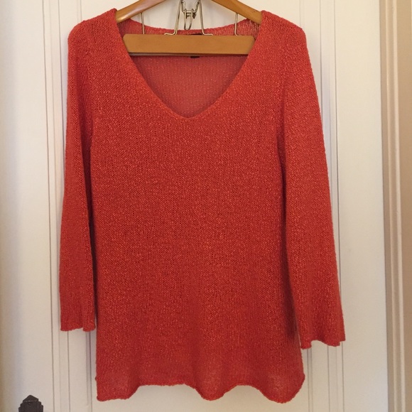 Eileen Fisher Coral "V" Neck Sweater