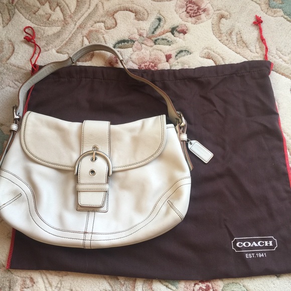 SOLD COACH Soho Ivory Leather Medium Hobo Handbag
