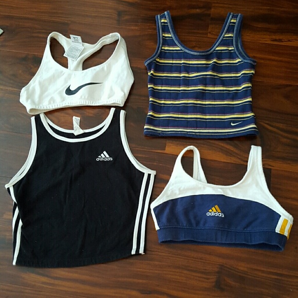 Lot of workout tanks and sports bras