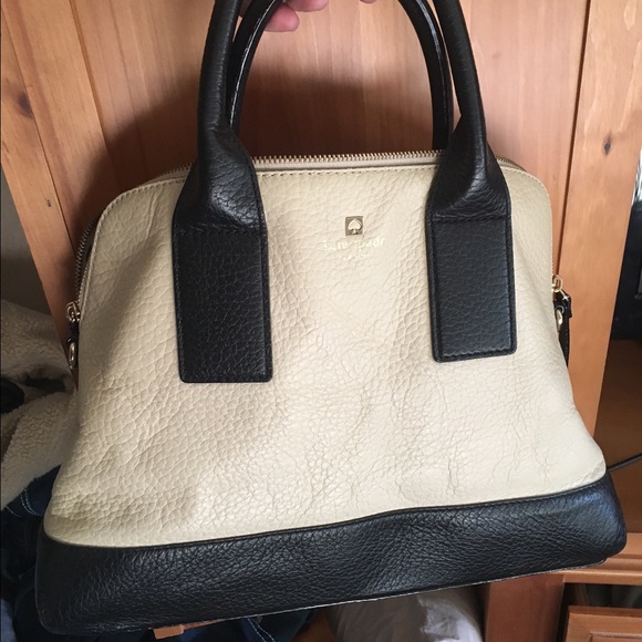 Kate Spade taupe and black color block bag