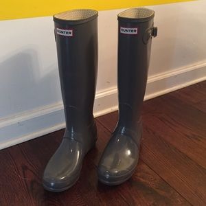 Hunter Original Tall Rain Boots - Grey, Size 39