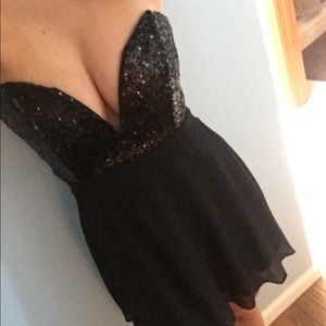 TOBI black sequin strapless dress!