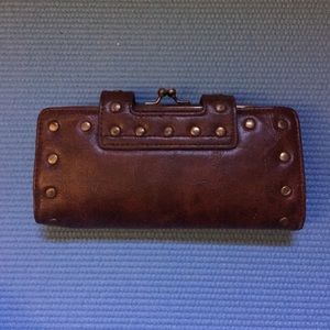 Brown metal studded wallet