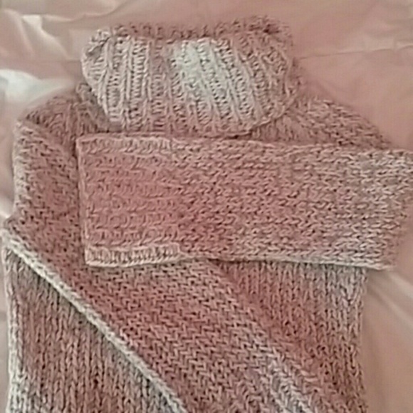 Grey and White Marled Express cable knit sweater