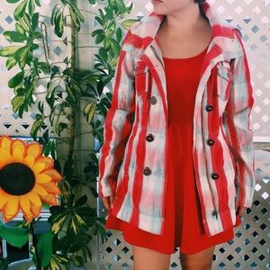 Like New Hurley gorgeous Red plaided jacket