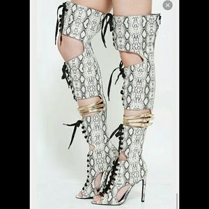 Privileged Rocker Python Thigh High boots