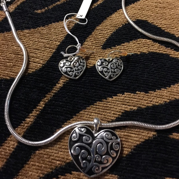 Heart necklace and earrings set